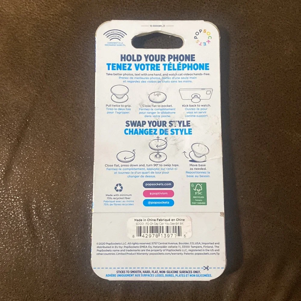 Popsockets Grip with Swappable Top for Cell Phones, PopGrip. Oh Say Can You See